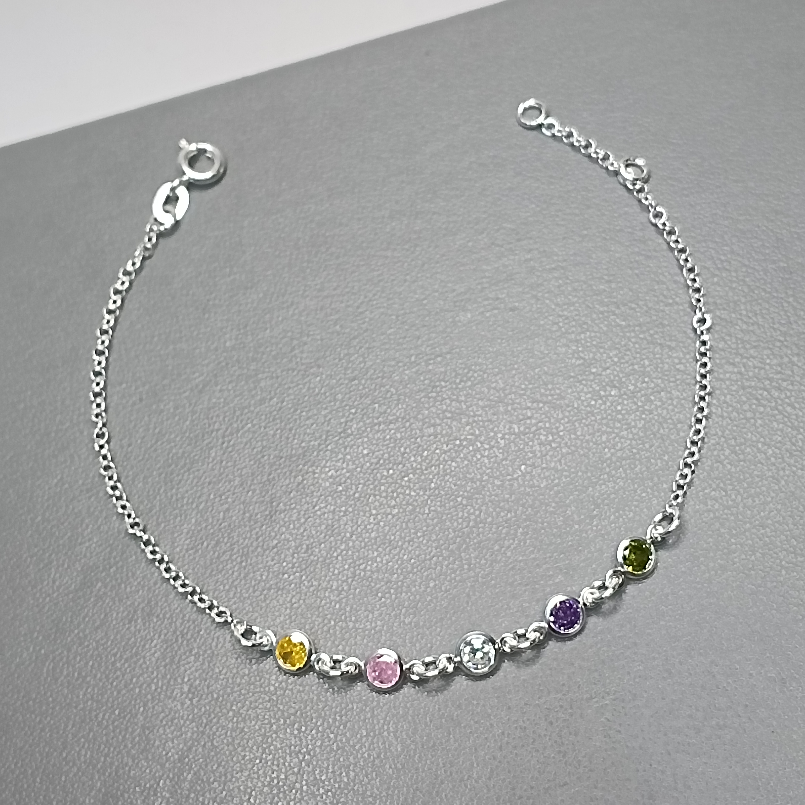 Pulseira De Prata 5 Zirconia Color Meio ARBLV Cod:MD1