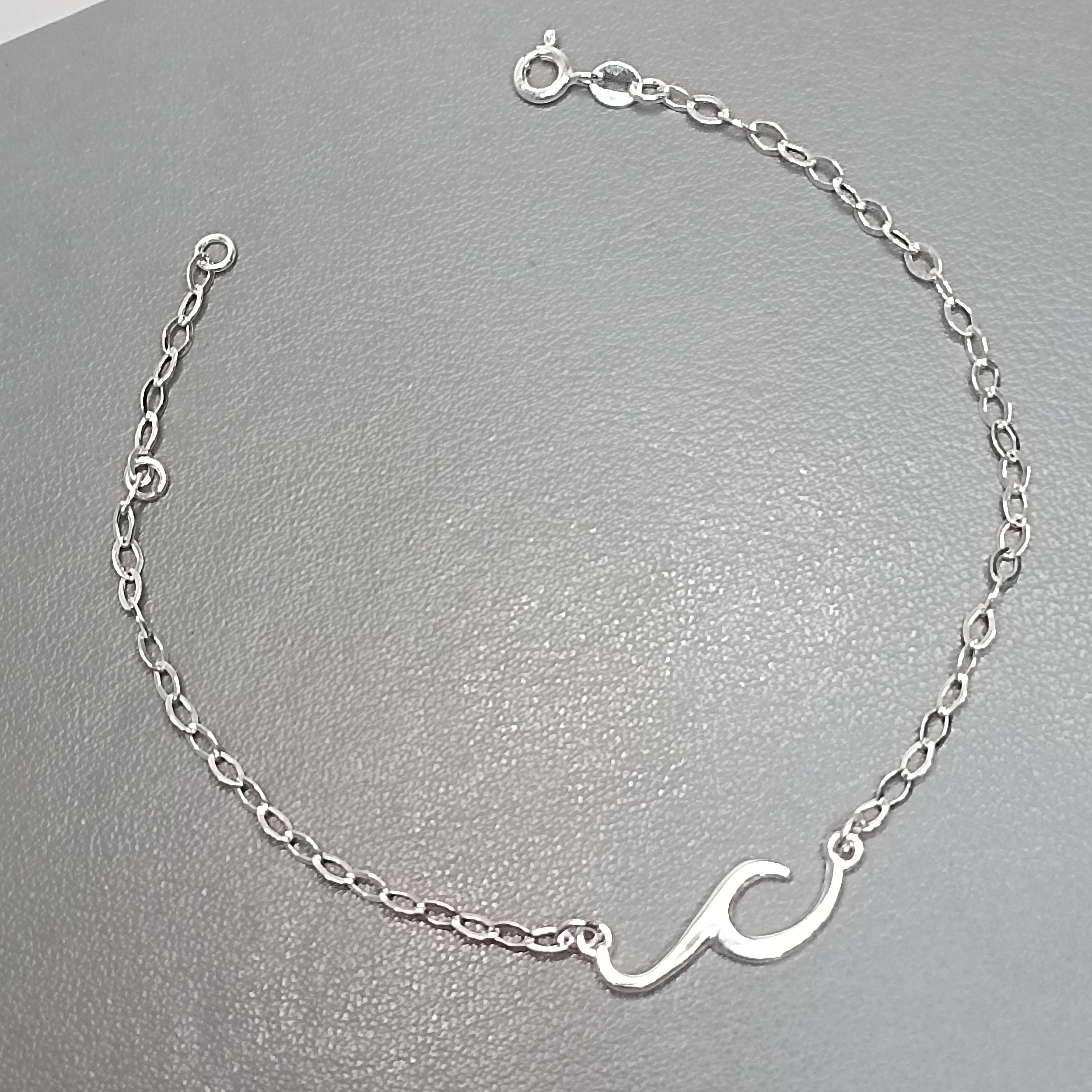 Pulseira De Prata Montagem Onda Meio Cod:PU-138