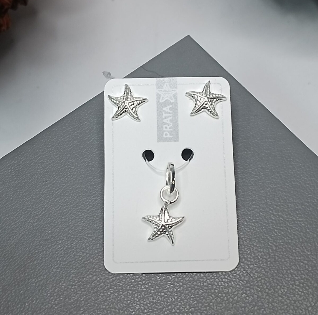 Conjunto De Prata Tradicional Estrela Do Mar Cod:CJ1-6