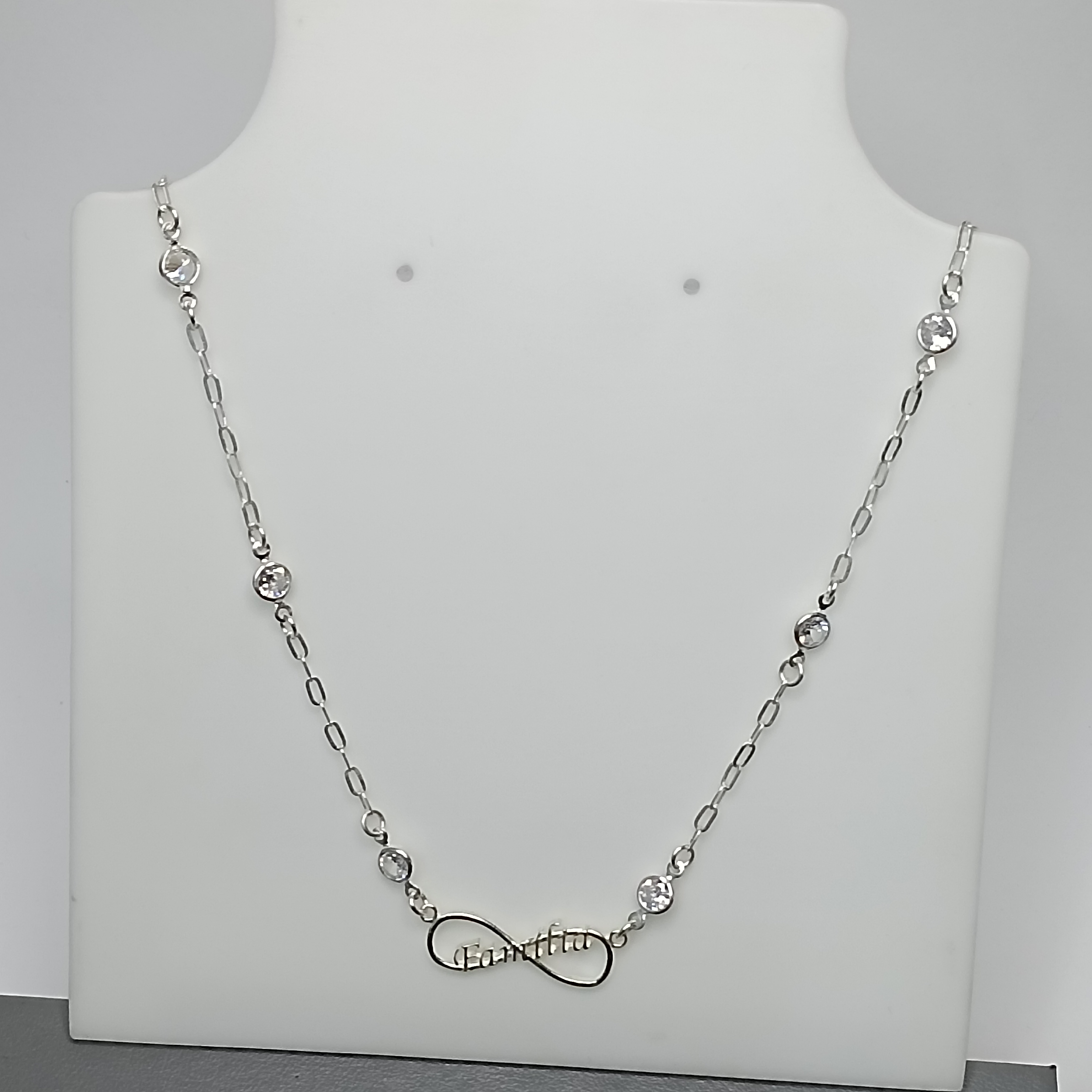 Gargantilha De Prata Choker Infinito Família Zirconia Fio Cod:G2-06