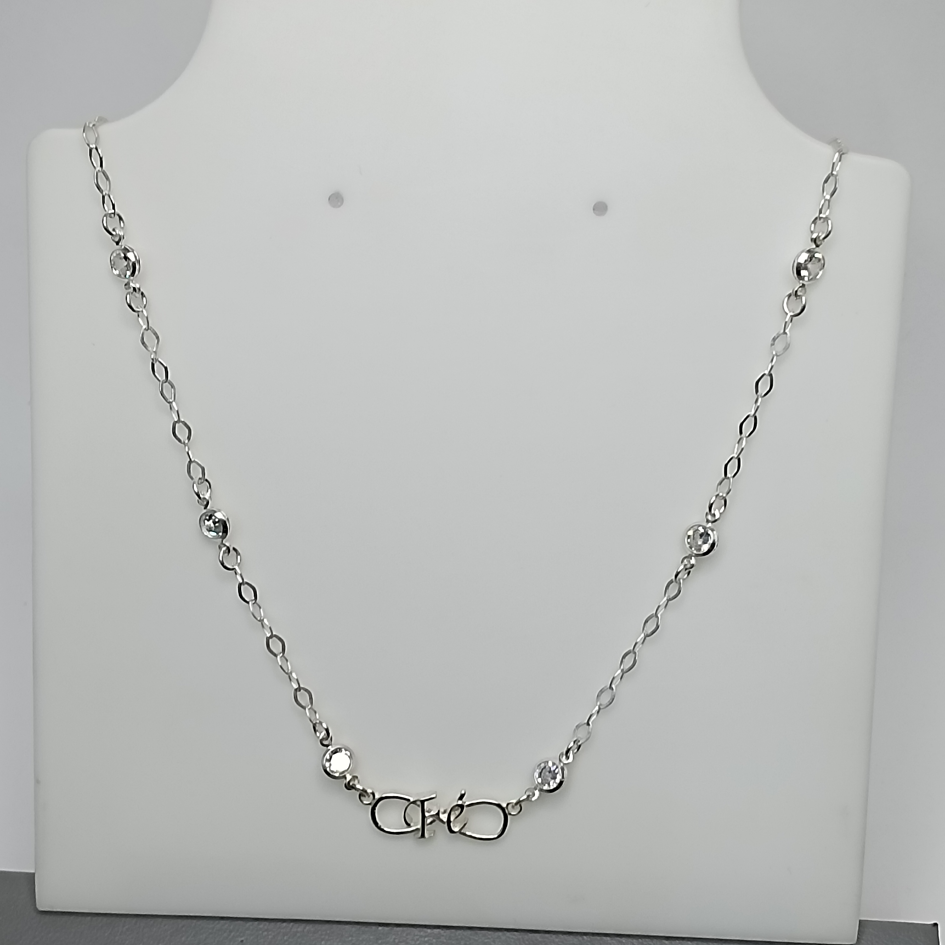 Gargantilha De Prata Choker Infinito Fé Zirconia Fio Cod:G2-07