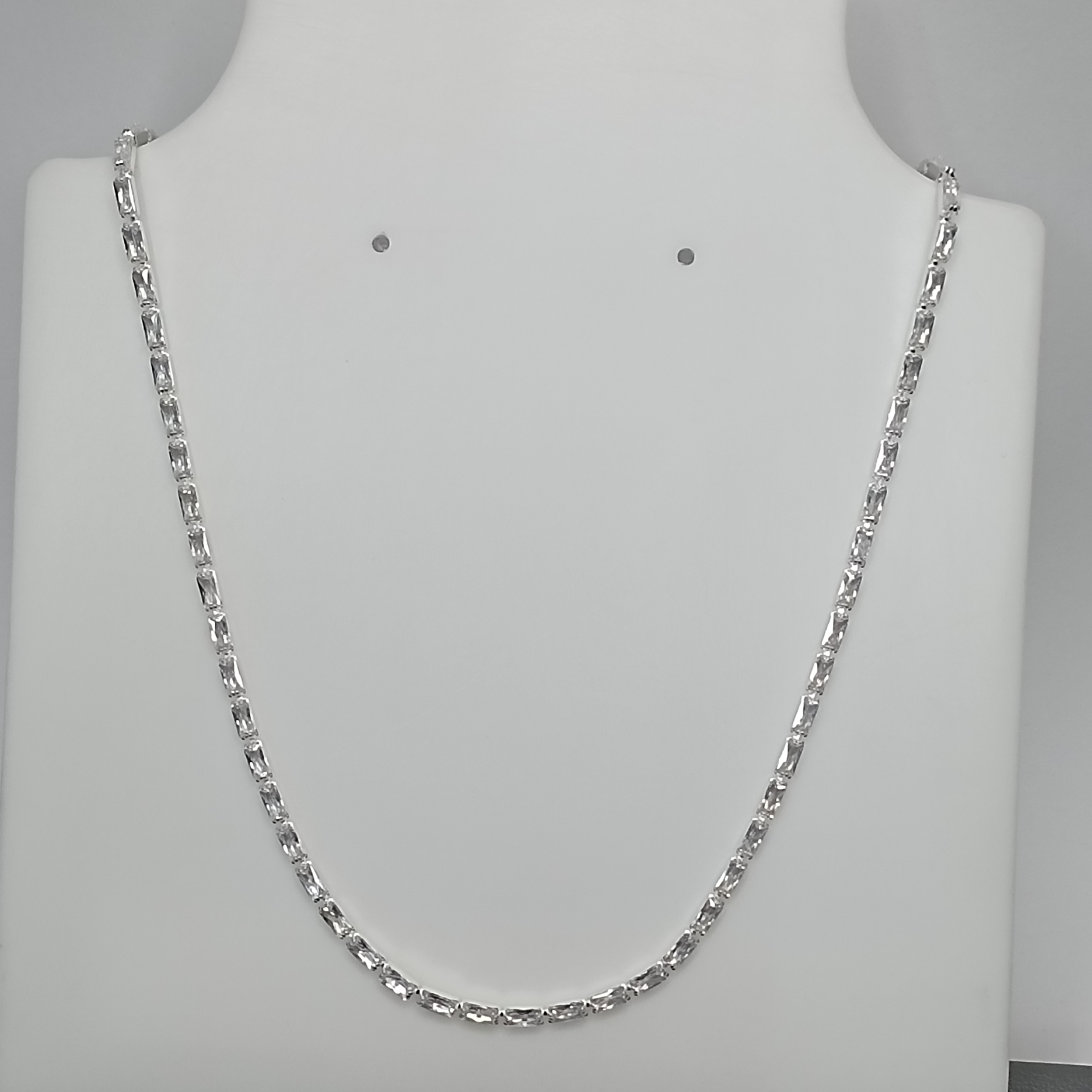 Gargantilha De Prata Choker Riviera Zirconia Baguete Cod:G2-16