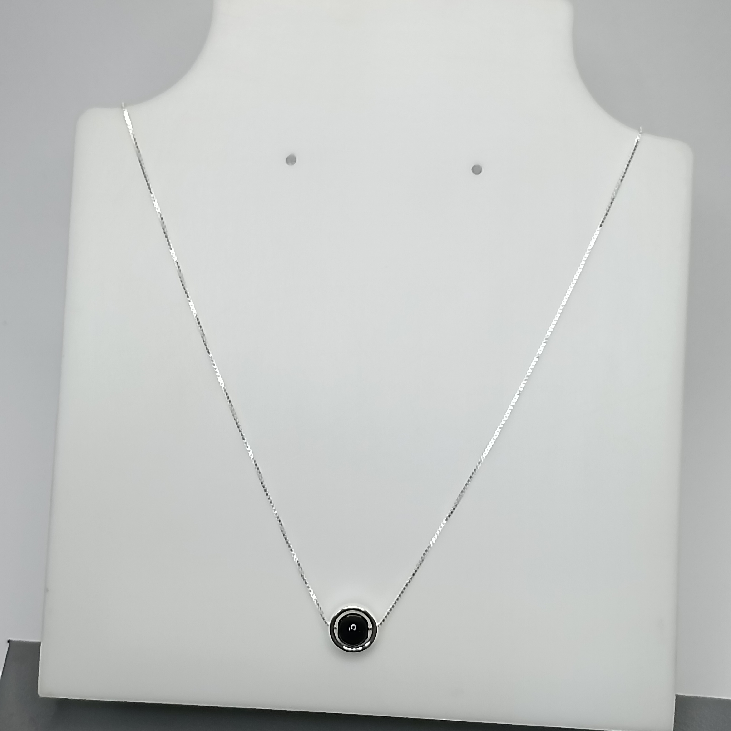 Gargantilha De Prata Pedra Natural Onix 45cm Cod:G3-14