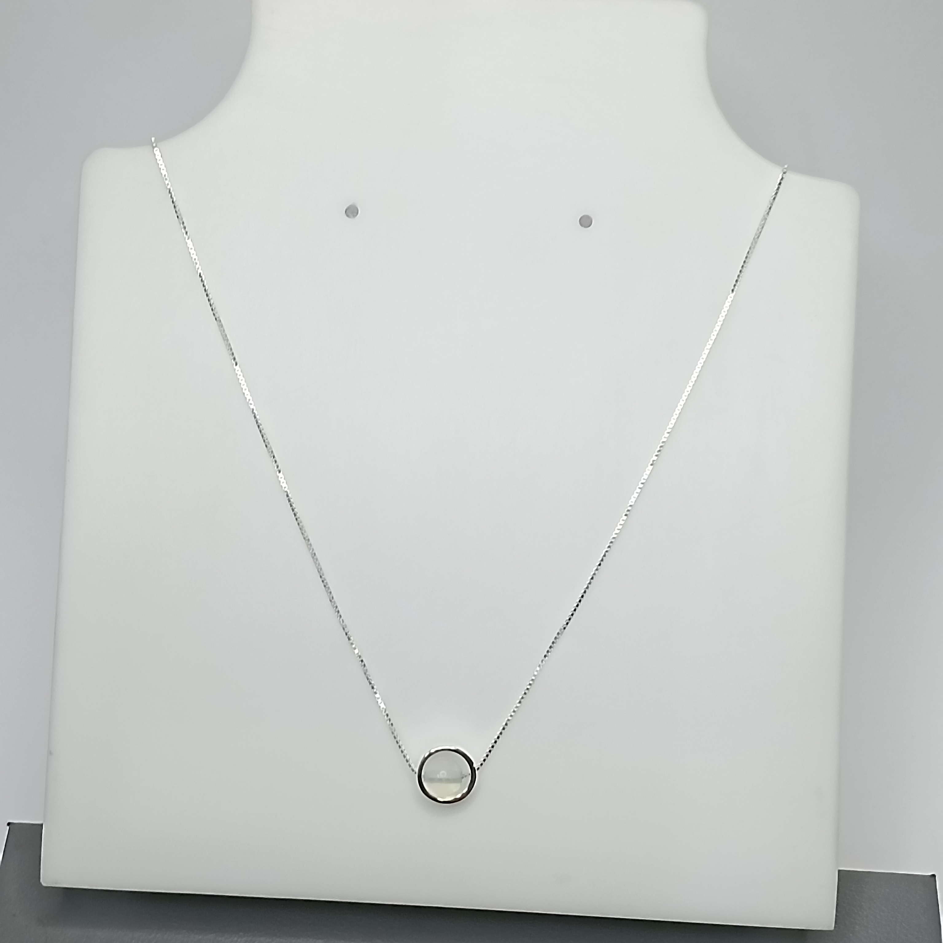 Gargantilha De Prata Pedra Natural Da Lua 45cm Cod:G3-15