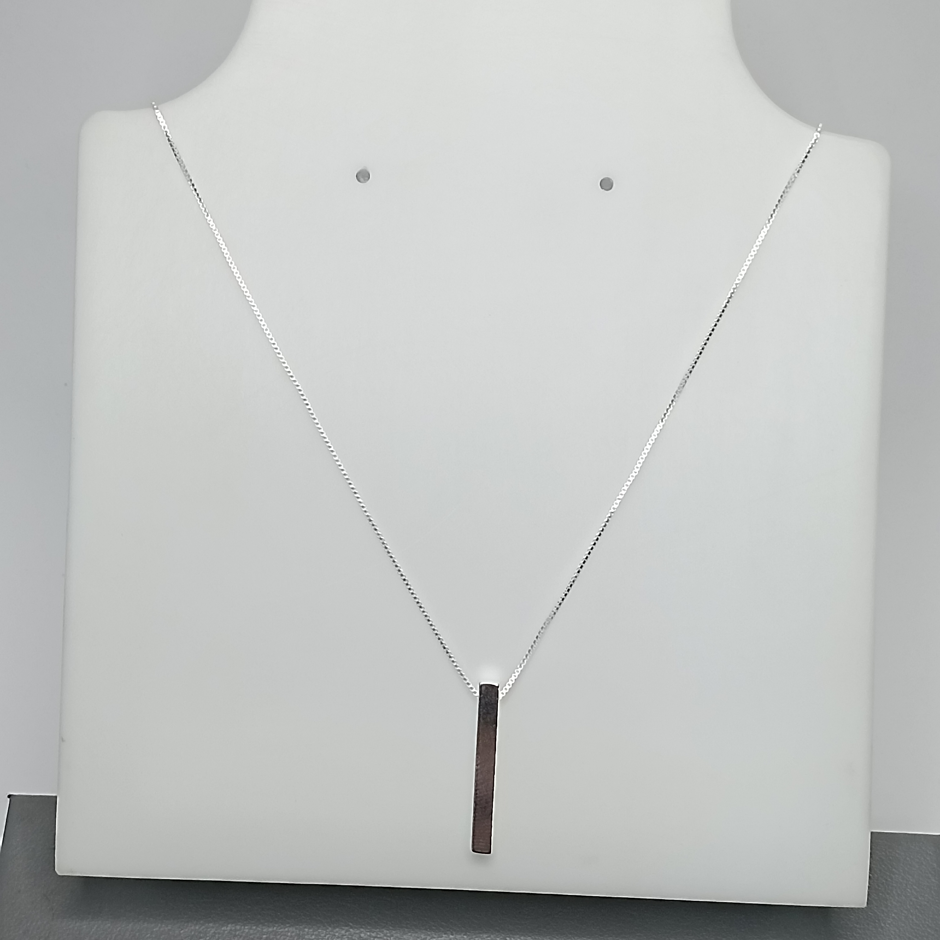 Gargantilha De Prata Plaquinha Obelisco 45cm Cod:G3-18