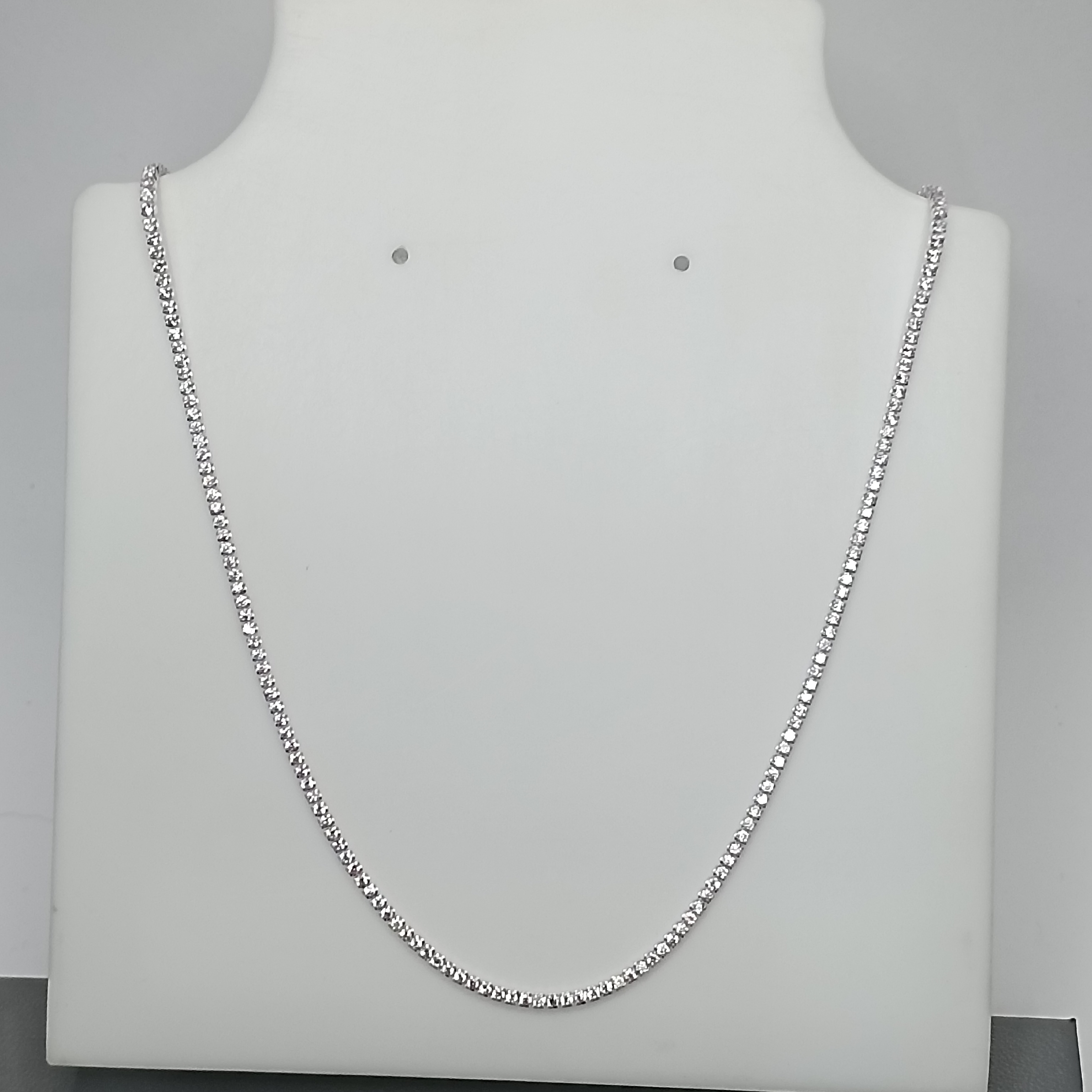 Gargantilha De Prata Riviera Zirconia Branca E Rosa 45cm Cod:G3-05