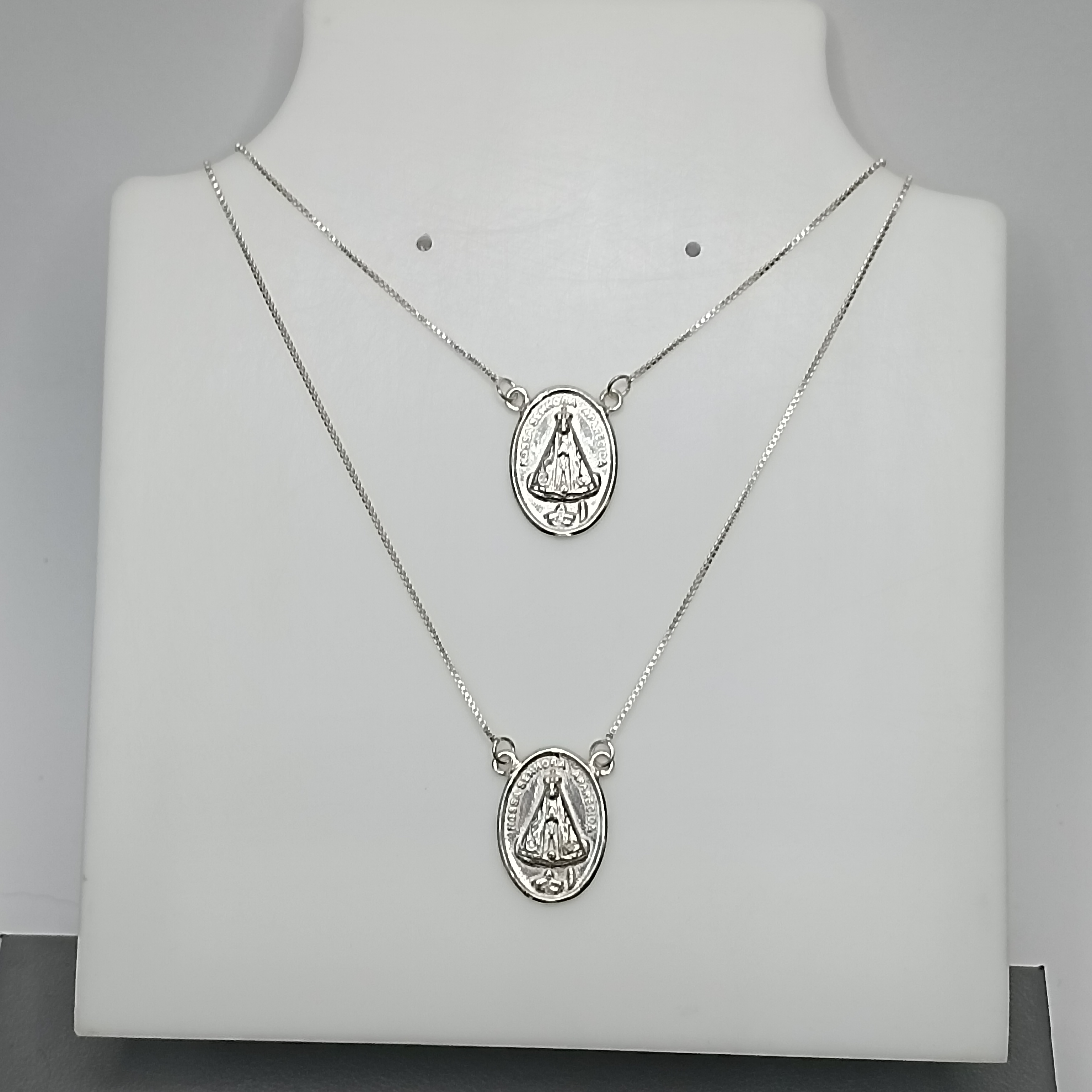 Gargantilha De Prata Escapulario Nossa Senhora Aparecida Oval Cod:G4-01