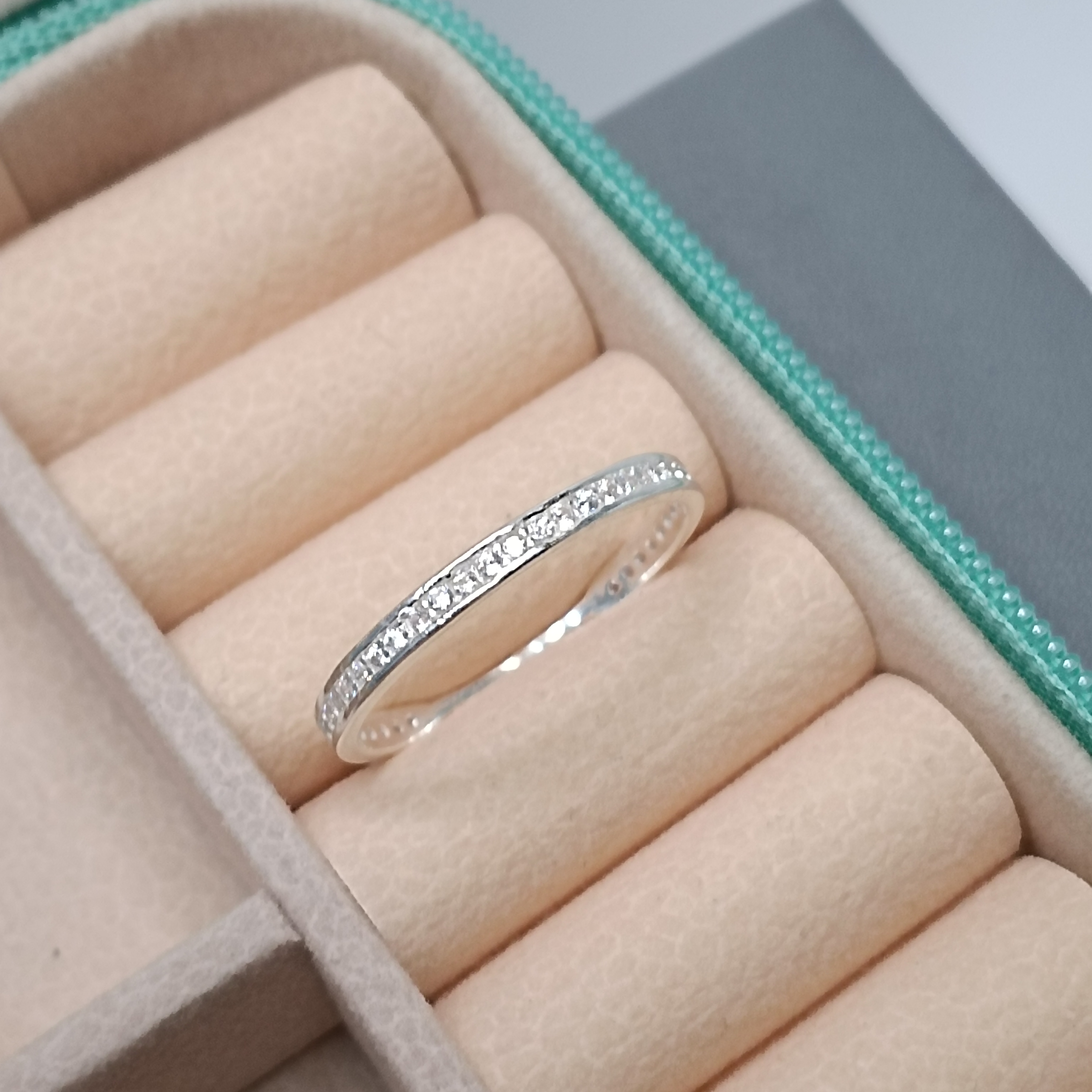 Aliança De Prata Trilha Zirconia Cod:ANI-56 (Ref:2351)