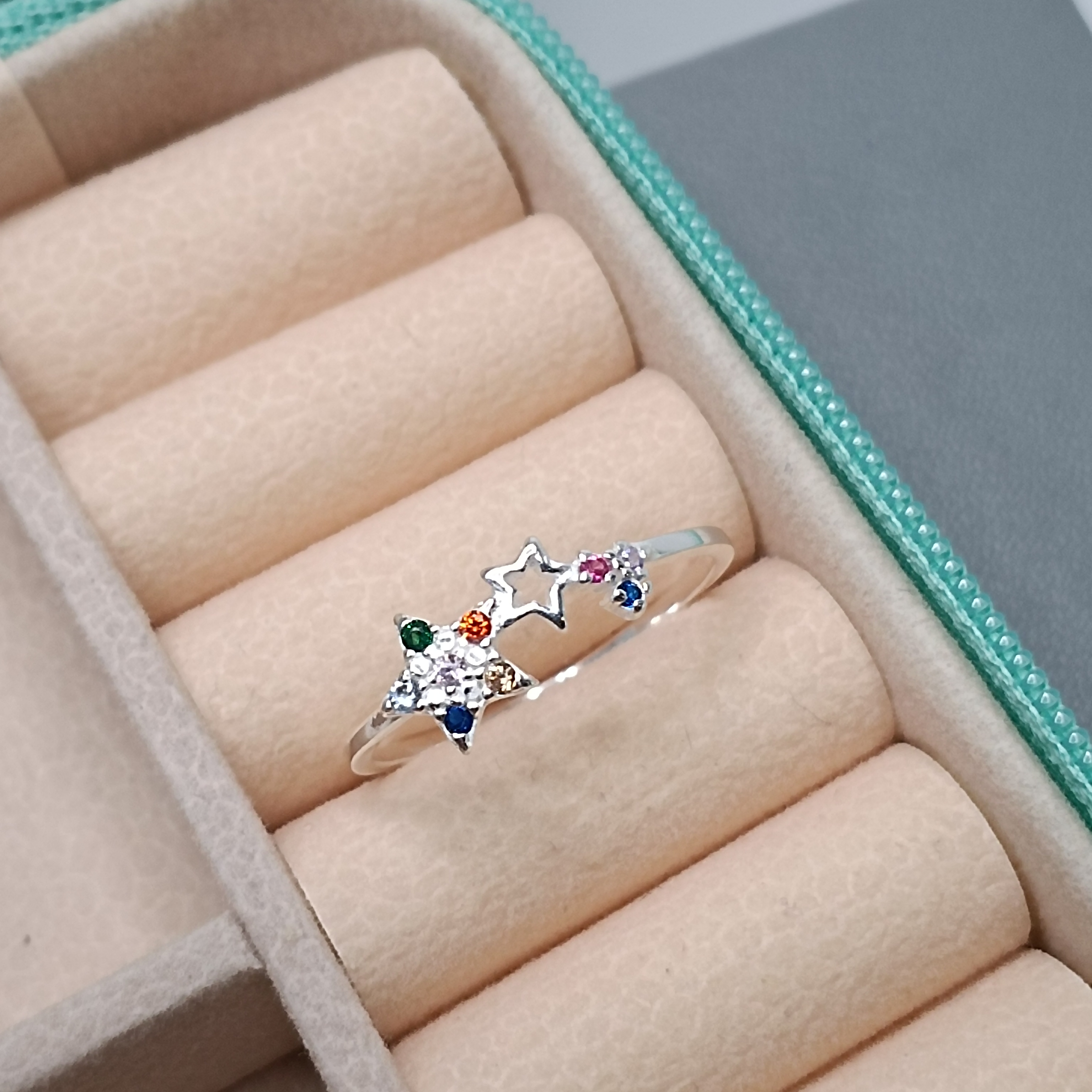 Anel De Prata Cometa Estrela Vazada E Cheia Zirconia Color Cod:ANI-50 (Ref:2259)