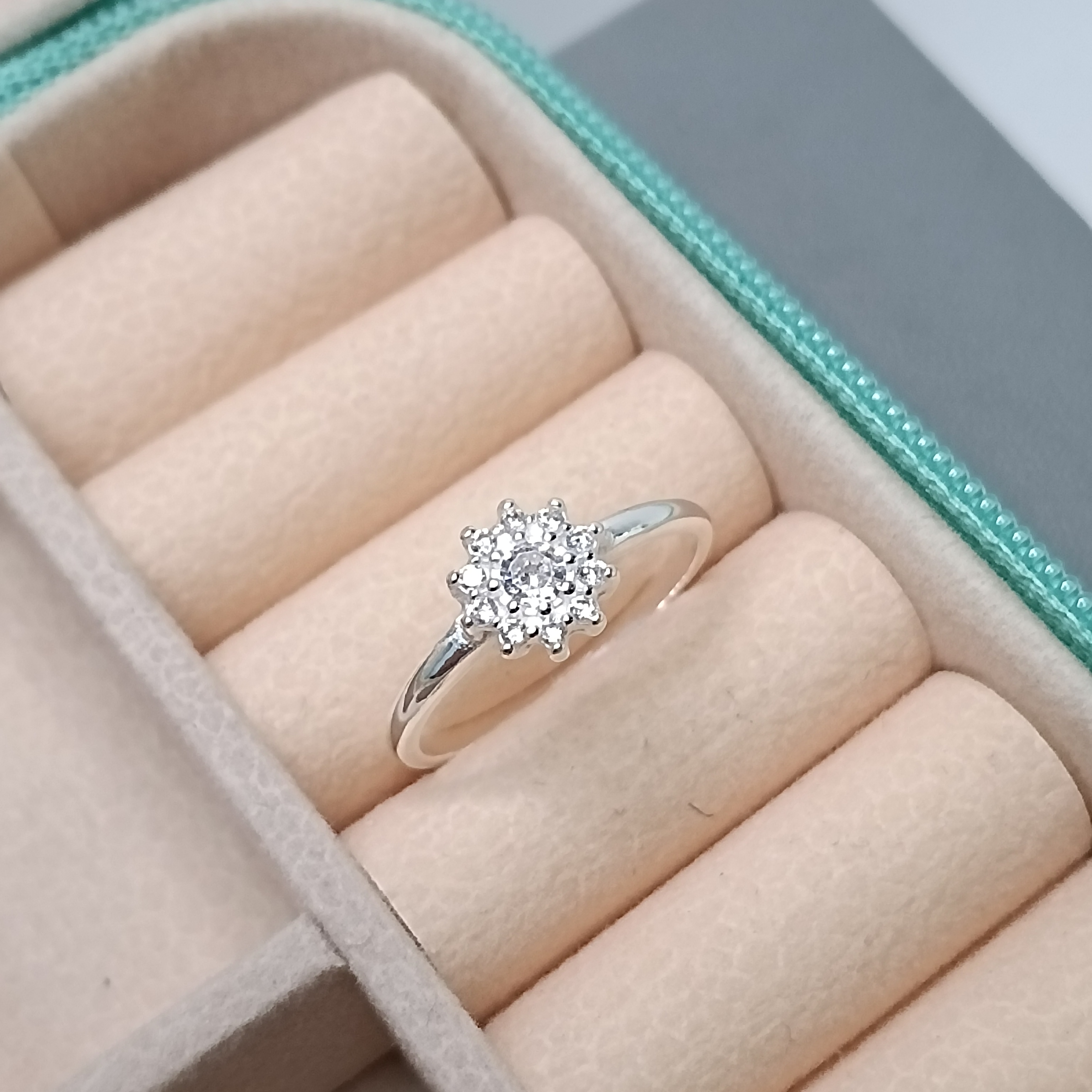 Anel De Prata Chuveiro Com Zirconias Cod:ANI-49 (Ref:2396)